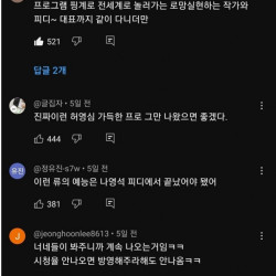 현시각 댓글 곱창난 모 방송사 유튜브채널