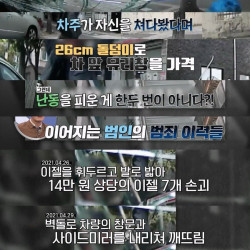 차안에서 쳐다봤다고 26cm 돌덩이 들어서 유리창 내리꽃은 난동범.jpg