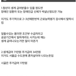 기초수급비 달달하네. 도대체 일 왜 함??