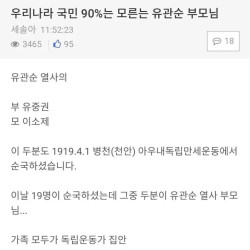 우리나라 국민 90%가 모르는 유관순 열사 부모님