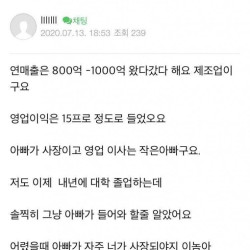 저희 아빠 직원 90명 정도 회사 사장인데요