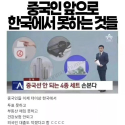 중국인 앞으로 한국에서 못하는 것들