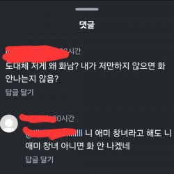 메갈 손가락 옹호에 뼈 부수는 댓글