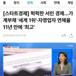 가계부채 '세계 1위'·자영업자 연체율 11년 만에 '최고'