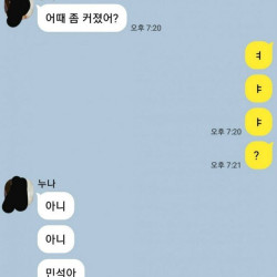 ㅇㅎ) 남친에게 보낼걸 실수로 동생에게 보낸 카톡