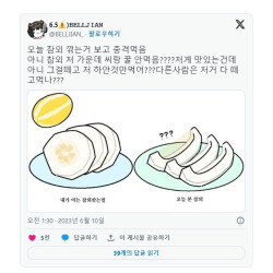 참외 깍은거 보고 충격 받은 사람