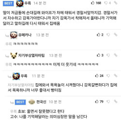 딸이 저금통에 손대길래 와이프가 차에 태워서 경찰서 앞까지 감