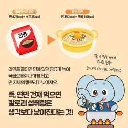 라면 끓이기 전후 칼로리 비교