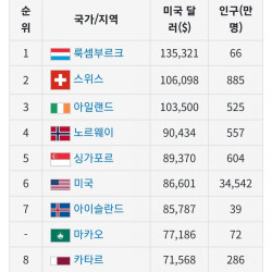 전세계 1인당 GDP(국민소득) 근황