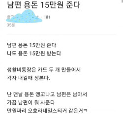 남편 용돈 15만원 준다는 블라녀