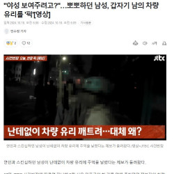 야성 보여주려고?…뽀뽀하던 남성, 갑자기 남의 차량 유리를 '퍽'