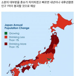 곧 인구 1억 붕괴에 임박한 일본 도시