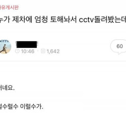 누가 제차에 엄청 토해놔서 cctv돌려봤는데