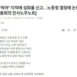 '그만 먹어' 지적에 성희롱 신고